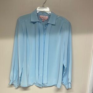 Jaclyn Smith Sky Blue Satin Blouse